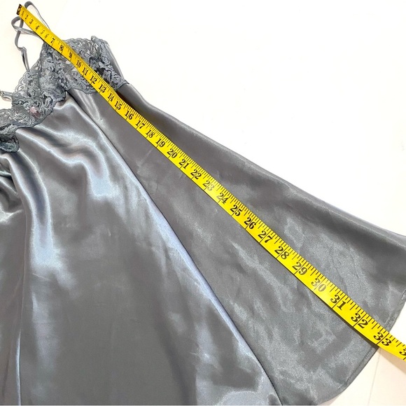 Victoria’s Secret Gray Sleepwear Nightie Slip Dress Large Spaghetti Straps Lace - Picture 11 of 11